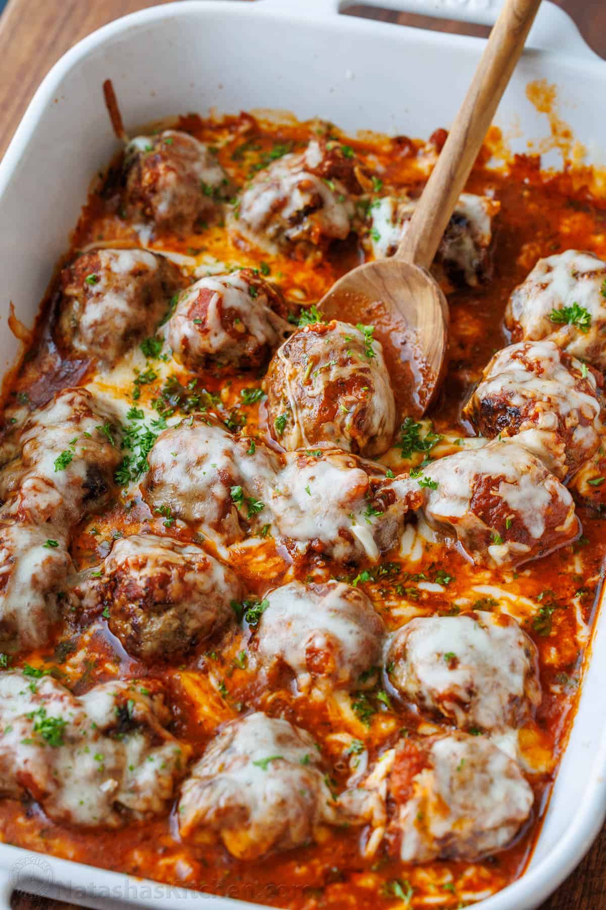 Parmesan Meatball Bake