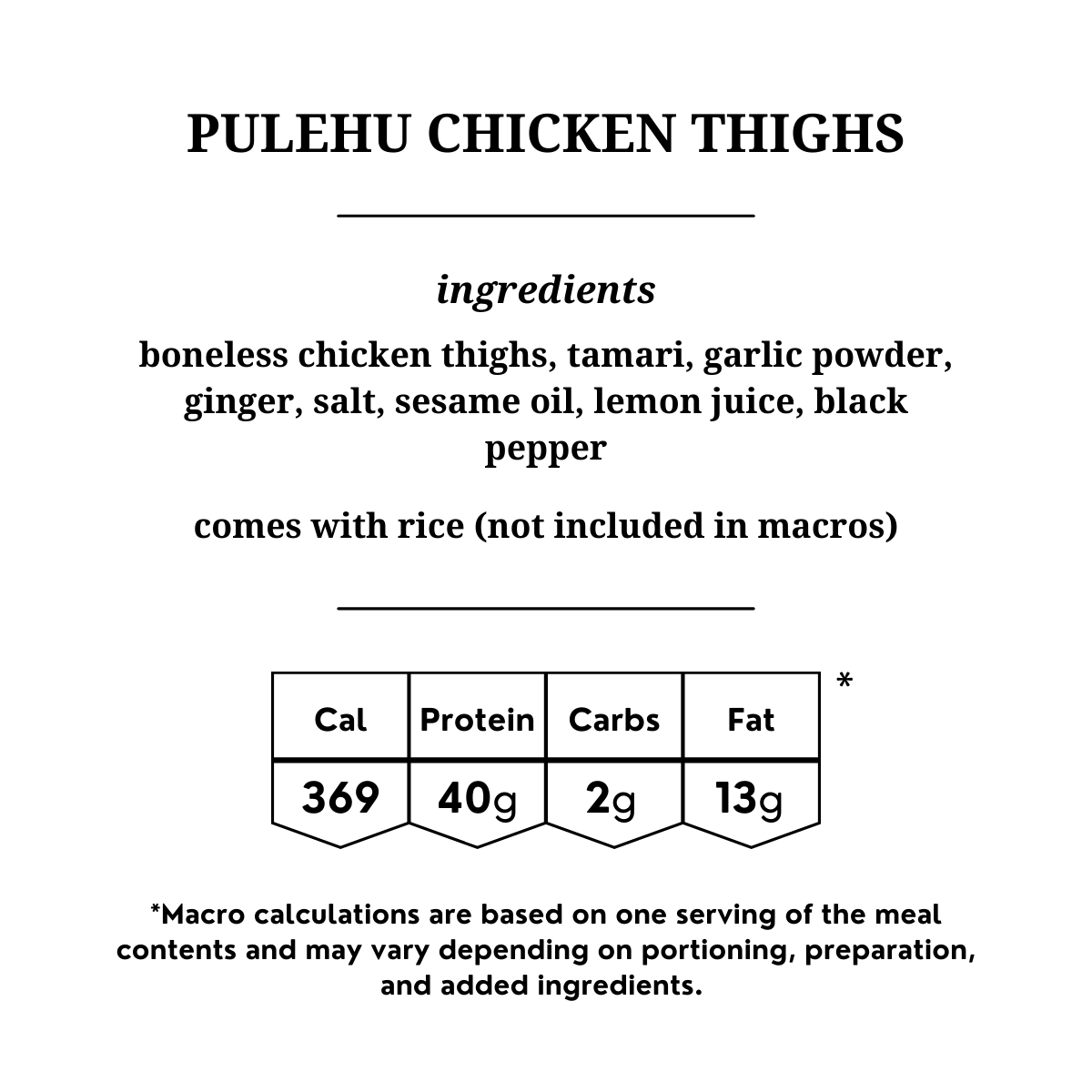 Pulehu Chicken Thighs