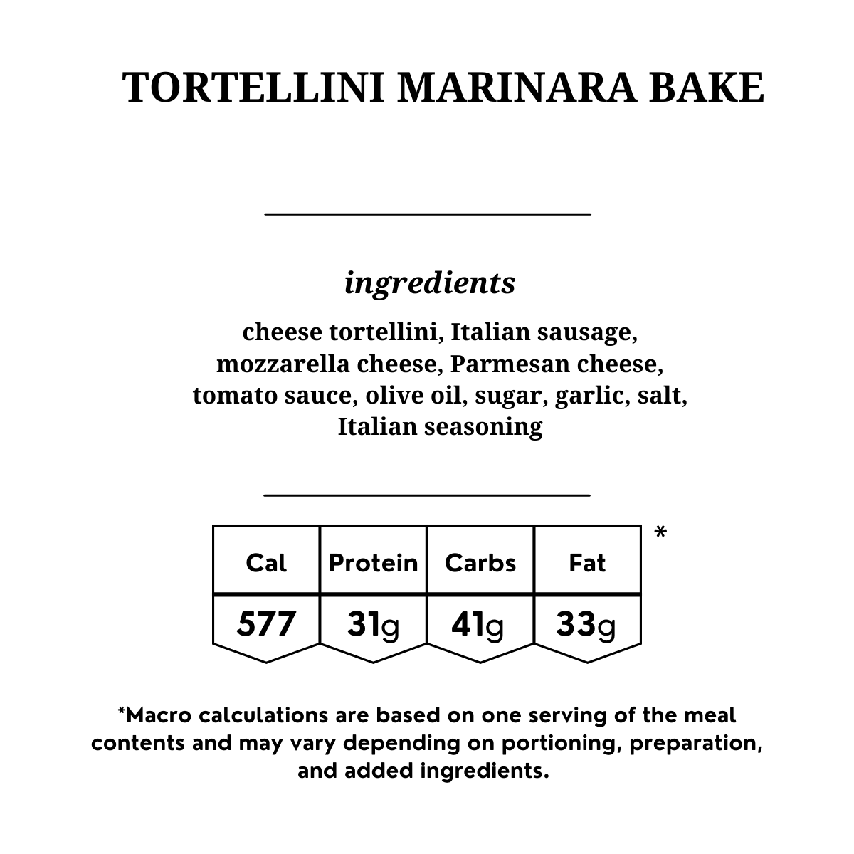 Tortellini Marinara Bake