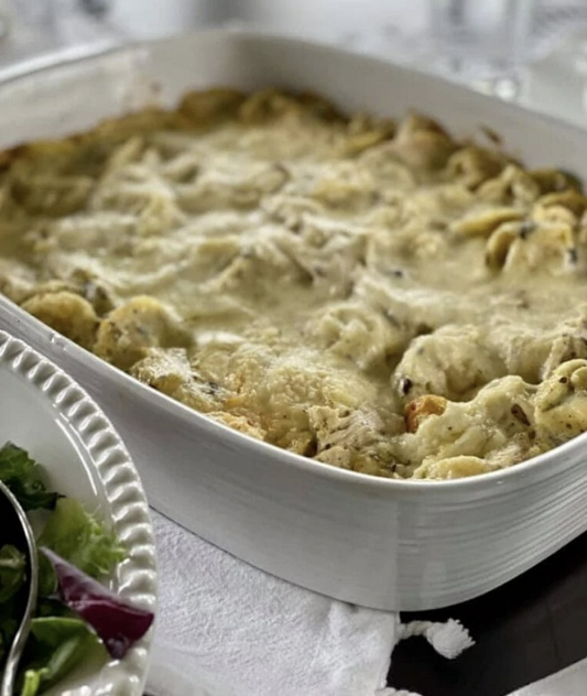 Pesto Chicken Tortellini Bake