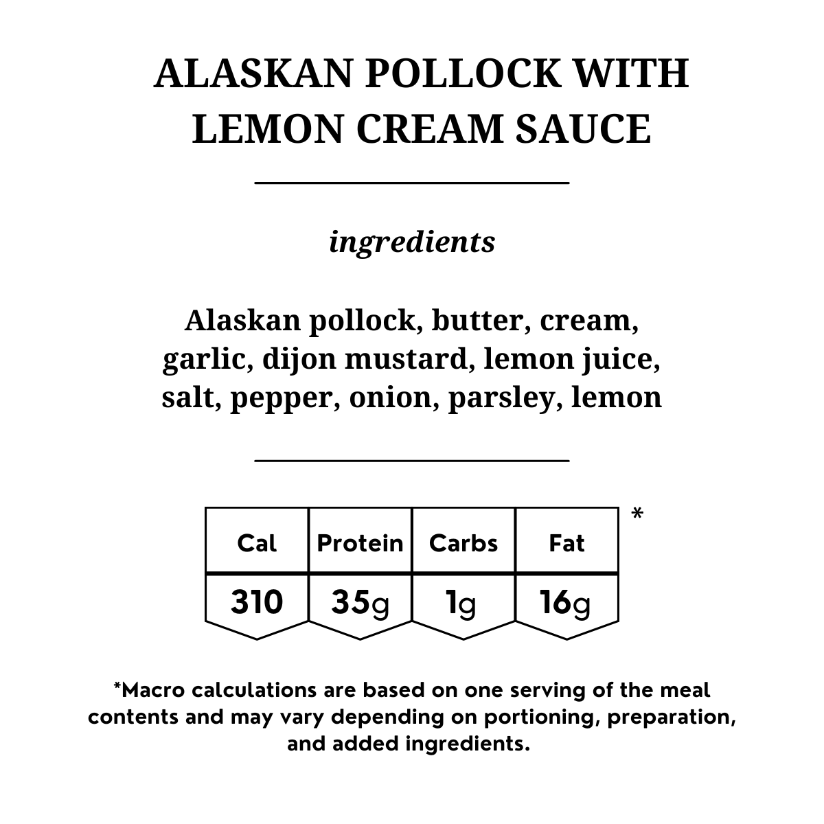 Lemon Cream Alaskan Pollock